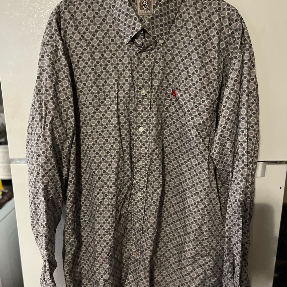 Cinch Men's Gray‎  and White Geometric Shirt
